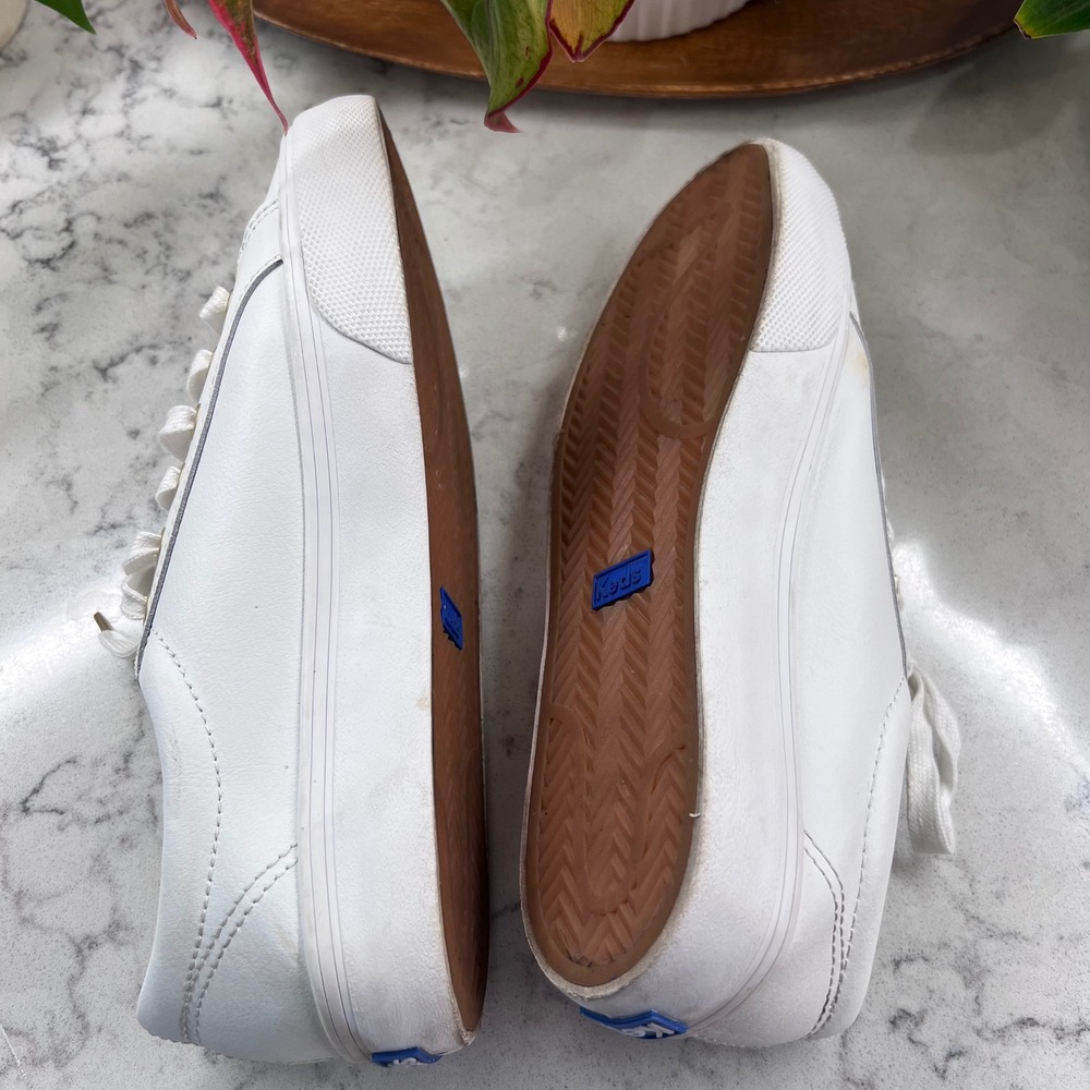 Keds Jump Kick White Leather Low Top Sneakers Gold Eyelets Womens 9.5 WH63681 - Picture 5 of 9